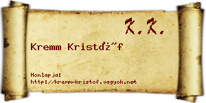 Kremm Kristóf névjegykártya